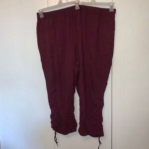 Women's In Every Story Burgundy capris Plus Size 3X